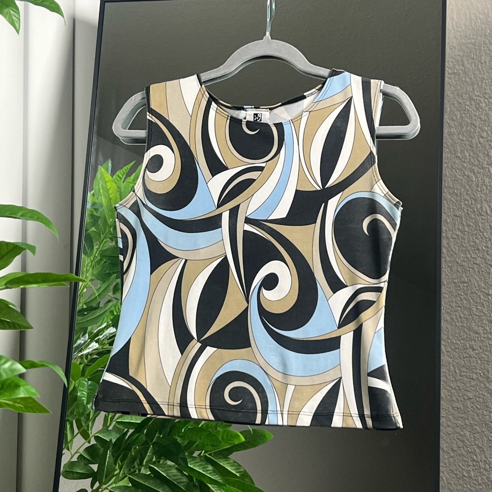 Multi Color Swirl Print Sleeveless Top